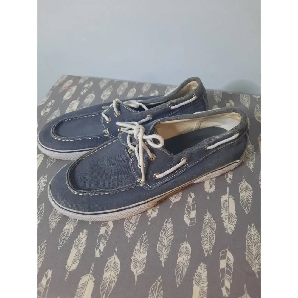 Sperry Top-Sider Halyard Navy Blue Canvas Boat Shoes Boys 5M